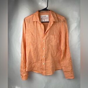 Frank & Eileen Peach/orange Button Down Shirt Sz XS